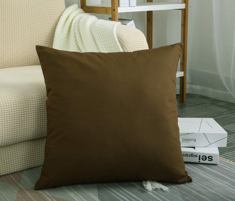 TangDepot Cotton Solid Throw Pillow Covers, 18" x 18" , Coffee, 1 Count (Pack of 1) - Image 5